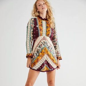 Free People Dress Fall to Pieces Mini Dress Retail $248